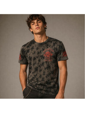 Affliction Skull Rose Red Foil Graphic Tee XL